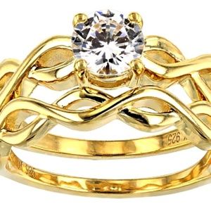 18k Gold over Sterling CZ solitaire ring SZ 11